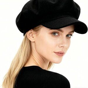 Newsboy Beret Hats Classic Panels Cabbie Gatsby Cap Taxi Black Fashion